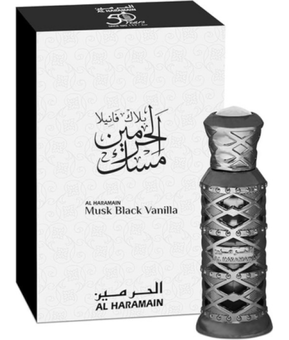 Al Haramain Musk Black Vanilla 12ml | Unisex Arabian Attar Oil | Luxurious Amber and Musk Oil Fragrances